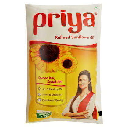 Priya Sunflower Refined Cooking Oil 1L