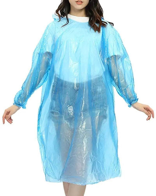 Rain Poncho Reusable Waterproof Raincoat for Men and Women, Portable Festival Rain Cape, Breathable EVA Rain Jacket, Rain Cape for Hiking and Travel, Blue